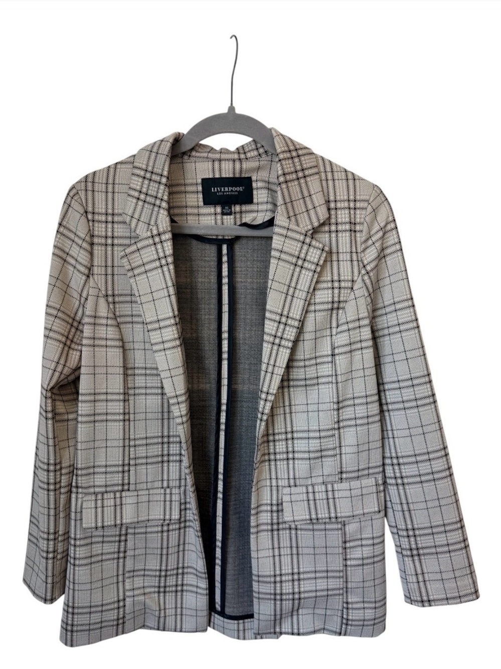 Liverpool Los Angeles Women’s Plaid Blazer Beige Black Size XS